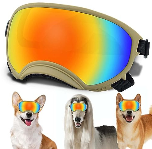 Mittelgroße Hundesonnenbrille mit verstellbarem Riemen, UV-Schutz, Winddichte Hundewelpen-Sonnenbrille, geeignet für mittelgroße Hunde, Augenschutz für Hunde, weiche Hundeschutzbrille