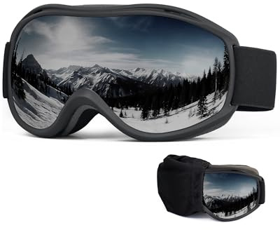 FMY Ski Snowboard OTG Goggles,Anti Fog UV400 Protection Skiing Snowmobile Goggles for Men Women Youth