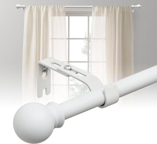 Asta per tende 70-120 cm, bianco, 16 mm, asta per tende estensibile con supporti, set di aste per tende stabile per camera da letto, soggiorno, cucina