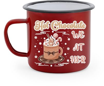 Hot Chocolate Weather Tempo da Cioccolata Calda Tazza Mug in Alluminio Rossa Natalizia Personalizzata Idea Regalo Festa Colazione Natale Decorazioni Natalizie Simpatica The Latte Caffè Tisana
