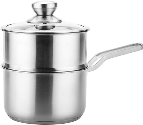 Pentola per il latte in acciaio inox, Pentola for salsa in acciaio inossidabile con vaporiera Pentola for latte con fondo spesso con coperchio Manico ergonomico (dimensioni : 18 cm) (dimensioni : 16 c