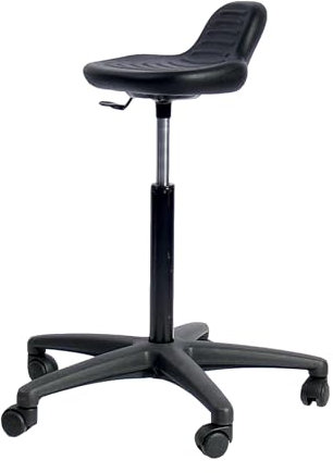 Topsit IND03 Arbeitsdrehhocker aus PU, Hocker mit Stehhilfe, höhenverstellbar und leicht zu reinigen, Stabiler Fuß und Kunststoffrollen