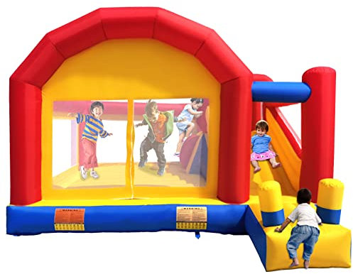 Ballsea Hüpfburg XXL - Großes Aufblasbares Schloss mit Trampolin, Rutsche & Kletterwand (ohne Gebläse)