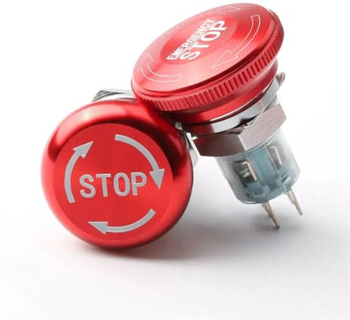 16mm/19mm/22mm Waterproof Metal Emergency Stop Push Button Switch Stainless Steel Aluminum Plastic Mushroom Knob Switch 1NO 1NC (Color : Beige, Size : 19MM_1NO 1NC)