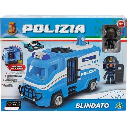 Giochi Preziosi Polizia - Blindato Della Polizia Con Livrea Originale A Ruota Libera. Include Cella, Abitacolo, Personaggio 7 Cm In Divisa Ufficiale E Accessori. Per Bambini A Partire Dai 4 Anni