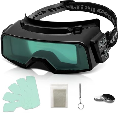 UpaClaire True Color Auto Darkening Welding Goggles Upgraded 6.0 Generation Welding Goggles With Grinding, Cutting And Welding Functions Eye Mask