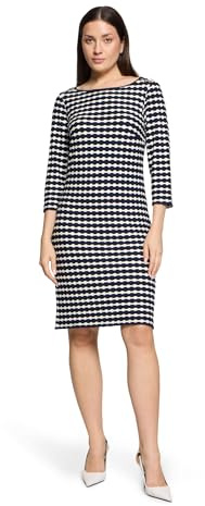 Betty Barclay Damen Etuikleid mit 3/4 Arm 36, Dunkelblau/Weiß