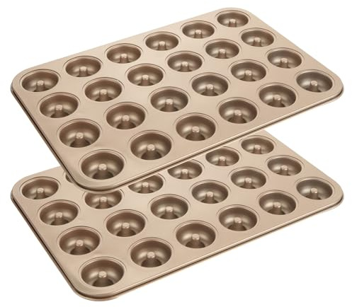 ABuff 2 Pack Mini Donut Pan for Baking Nonstick 24-Cavity Carbon Steel Donut Baking Pan for Homemade Donuts, Versatile Mini Cake Pans Small Mold Donuts Trays, Doughnut Pan for Bakings Enthusiasts