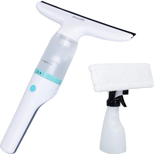 CleanRite® Nettoyeur de Vitres Electrique | Lave-vitres sans Fil | Aspirateur de Vitres | Robot Lave-vitres | Flacon Pulvérisateur Inclus | Sans Fil et Léger | La Batterie Dure 40 Minutes | 12W
