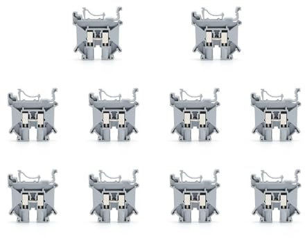 SHENGYIG 10 Pezzi Morsettiera su Guida DIN, Morsettiera DIN, Grigio, Copertura in Nylon PA66 Ignifugo, Morsettiera Modulare, per Manutenzione e L'installazione Armadi Distribuzione Elettrica