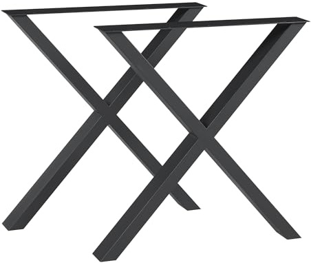 [en.casa] Tischbeine im 2er Set Greith Metallbeine 72 x 69 cm höhenverstellbar X-Form Tischgestell für Esstisch Schreibtisch Tischkufen Schwarz Tischfüße