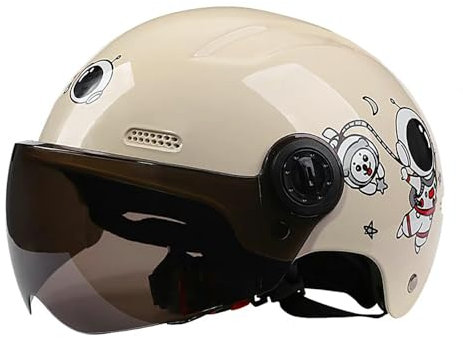 Leichter Motorradhelm Für Jugendliche Und Kinder DOT/ECE-Zertifiziert Offener Helm Für Jungen Und Mädchen Im Alter Von 3–11 Jahren Leichter Motorrad-Straßenfahrradhelm Mit Visier C,48-55cm