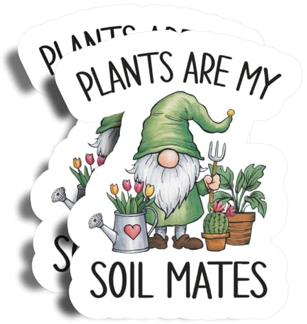 Plants are My Soil Mates Magnet - 5 On Longest Side - Cute Plants Flowers Gardening Cactus Gnome - 2 Pack -Thick Strong Magnet - Bumper Magnet for Fridge, Toolbox, Cars - Made in USA - PLDFMAG1767