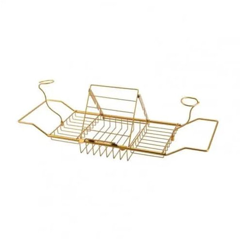 GEUGDKSZP Badewannentablett Badewannenablage aus Stahl, einfarbig, Badewannenablage, leicht zu reinigen, praktisch for Badezimmer FüR Badezimmer(Gold)