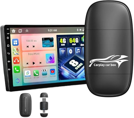 Wireless CarPlay Adapter for iPhone(2025 Upgrade), Convert Wired to Wireless CarPlay, Plug and Play,Wireless CarPlay Adapter UK for Apple,Compatible with iPhone iOS 10+ & Cars from 2017