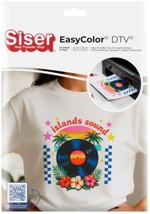 Siser Craft Pack Easy Color DTV, 10-arks termovinyl bläckstråleskrivare, värmeöverföringsvinyl, värmeöverföringsbar, tryckbar vinyl