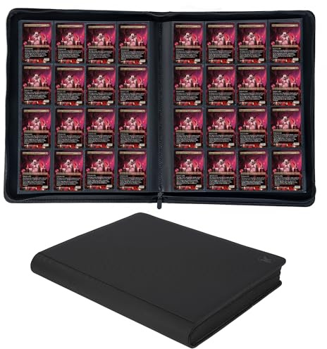KUOOKING 1408+ Pockets Trading Card Binder, 16-Pocket Card Ablum Compatible with MTG,Sports Cards & Other Standard Size Trading Card (Black)