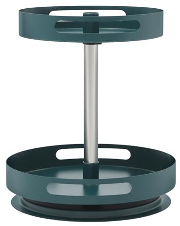 KEESUNG Estantería giratoria de 360°, carrusel para especias, 2 niveles, estantería de cocina, encimera, esquina, organizador giratorio, plato giratorio, armario para tarros de especias, cosméticos,