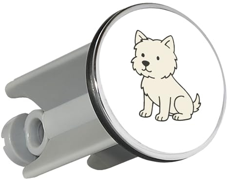 Huuraa Waschbeckenstöpsel West Highland White Terrier Comic Westie Geschenk | Universal Stopfen 4cm höhenverstellbar Abflussstopfen Geschenkidee Stöpsel mit Motiv für das Waschbecken
