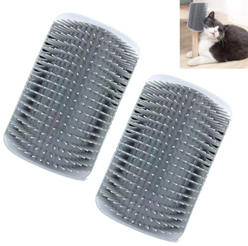 Selbstreinigende Katzenbürste,2 Stück Katzenbürste Wand Ecke,Katzen Bürste Cat Self Groomer,Katze Toys Wand Ecke Massagekamm,Massage Bürste Mit Schrauben Zur Juckreizmassage