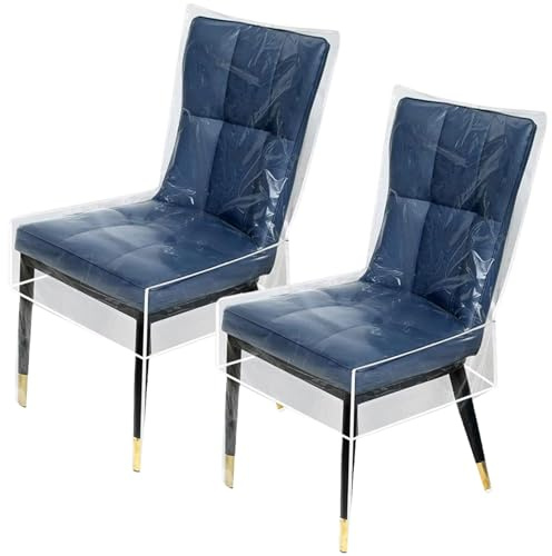 Jcasbdn 2Pcs Plastic Chair Covers Clear PVC Dining Room Chair Covers Waterproof Scratch Resistant Seat Protectors for Cushion Cats Kids Kitchen