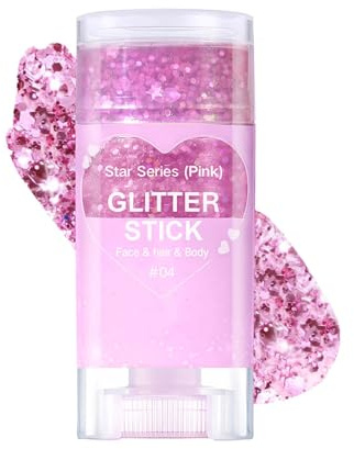 Glitzerstifte, Mermaid Sequins Body Glitter Stick, Rainbow Glitzer Gesicht Stick, Chunky Sequin Glitzerpulver für Gesicht/Körper/Haare/Augen/Lippen, Christmas Festival Rave Accessories (04 Rosa)