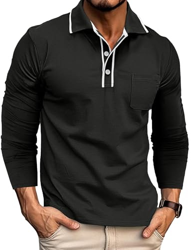 Gleam Ledra Poloshirt Herren Kurzarm Klassisches Baumwollmix Golfshirt Polohemd mit Knopfleiste