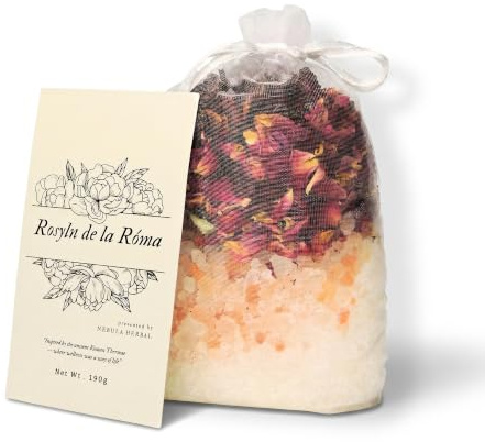 Nebula Herbal Rosyln de la Róma Botanical Bath Bag - Rose & Hibiscus Bath Soak with Epsom Salts, Bath Salts & Essential Oils, Relaxing Bubble Bath Experience, Bath Bomb Alternative for Gifts