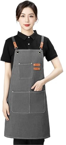 Tablier de Travail avec Poches - Tablier pour Coiffeur | Toile Résistante aux Taches avec 3 Poches pour Restaurant Poterie Jardinage Salon Grillade Cuisine Pâtisserie Atelier Travail du Bois
