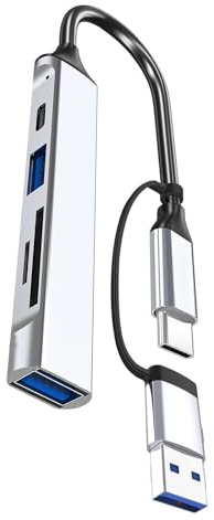 Hubs USB 5 en 1 C vers USB 3.0 Adaptateur avec rallonge de carte mémoire d'alimentation Connecteur USB portable