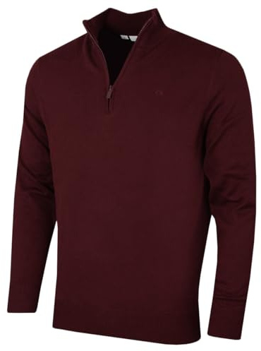 Calvin Klein Mens Campus 1/2 Zip Sweater - Port - L