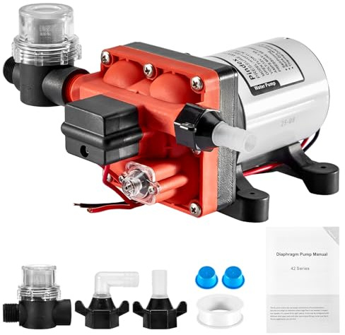 Pindex 12V Chamber RV Fresh Water Pressure Pump with Pressure Switch 11.3 L