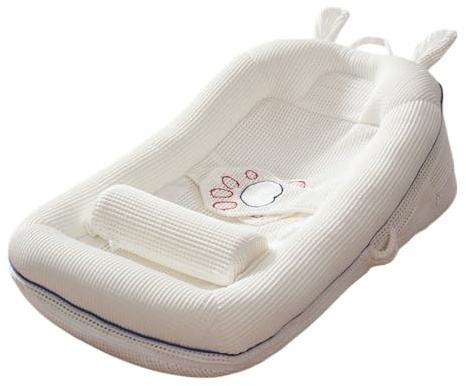 iuscacey Cuscino a Cuneo Anti-Reflusso per Bambini - Lettino Infantile Regolabile a 4 Livelli per Coliche e Rigurgiti, Modellatura della Testa, Barra Giocattolo Rimovibile, Essenziale per Neonato,A