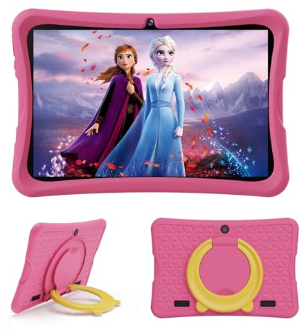 DigiLand Tableta para Niños de 10,1 Pulgadas, Tabletas Android 15 con Funda Protectora, 6+32GB,Pantalla IPS 1280*800,Cámara dual 2MP+5MP,6000mAh, Tableta Aprendizaje con Control Parental e iWawa(Rosa)