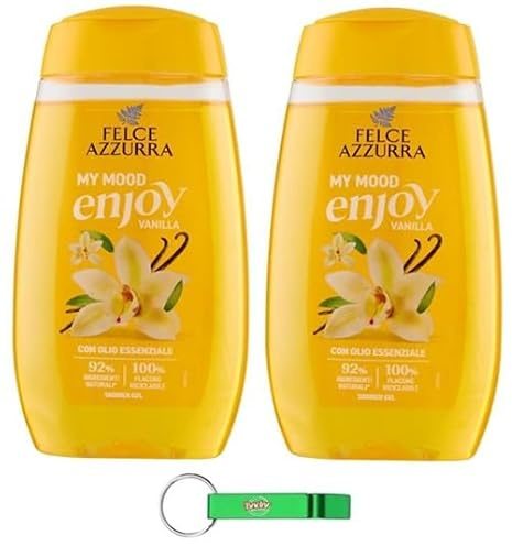 Felce Azzurra Gel Doccia My Mood Enjoy Vaniglia/Gel Doccia Idratante Vaniglia per Pelle Morbida 250ml + Portachiavi Beni Culinari