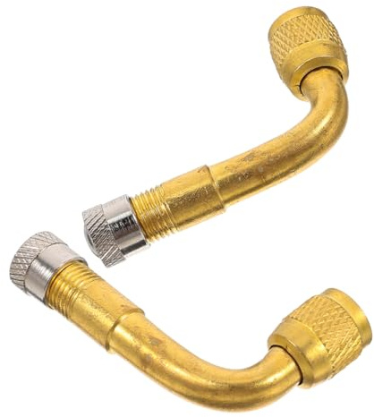 NESTINGHO 2 Piezas Prolongador Válvula Neumático Ángulo Latón Resistente para Mantenimiento Coche Moto Extensión Válvula Inflado Fácil