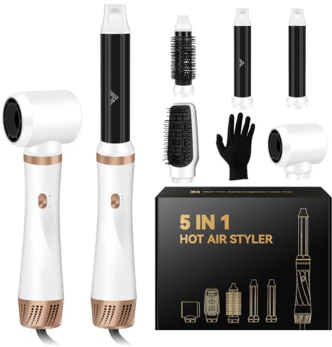 ABIULUM Hair Styler 5 in 1, Magic Styler, 1000W Hair Dryer Brush for Women | Hot Air Brush Set with Hair Dryer, Curler, Straightener, Blow Dryer Brush for Short Long Hair Styling Volumizing Curling