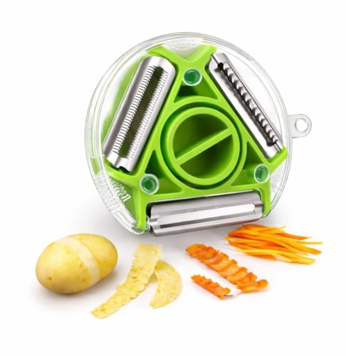 3-in-1 Rotating Vegetable & Fruit Peeler – Stainless Steel Blades – Multi-Function Kitchen Peeler for Potatoes, Carrots & Fruit