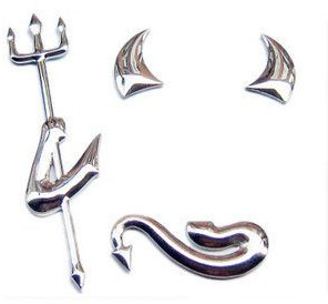 3D Chrom Auto Aufkleber Car Sticker selbstklebend wetterfest Auto KFZ Deko Teufel Devil silber