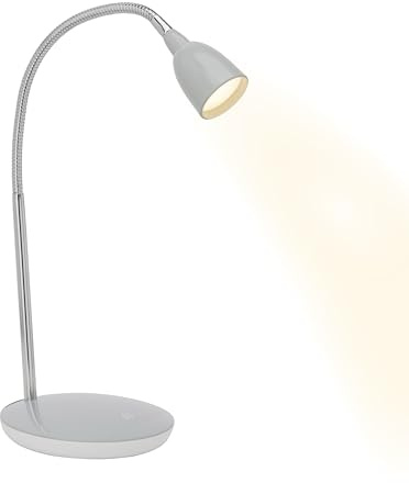 BRILLIANT Lampe Anthony LED Tischleuchte titan | 1x 2.4W LED integriert, (200lm, 3000K) | Mit Druckschalter an der Basis | Schreibtischlampe mit Druckschalter, 2,4 W, 250 lm, 3000 K, Kunststoff/Metall, platzsparendes Design