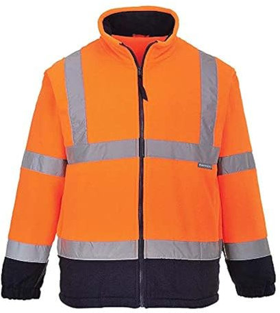 PORTWEST Hochsichtbare zweifarbige Fleece-Jacke, Farbe: orange, Größe: XXXL, F301ONRXXXL