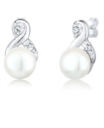 Elli Damen Ohrringe Infinity Perle mit Kristalle Lié