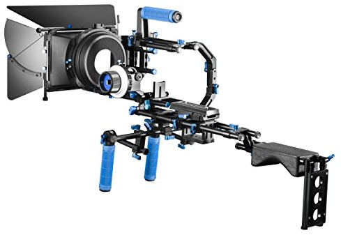 Walimex Pro 20018 Professional Video Set inkl. Video Rig Director III, Follow Fokus Quickstop Schärfezieheinrichtung und Matte Box Director II