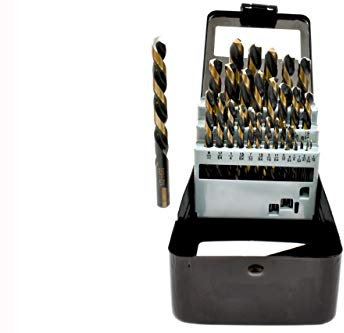 29PC Left Hand Industrial Black & Gold Drill Bit Set 135 degree split Point