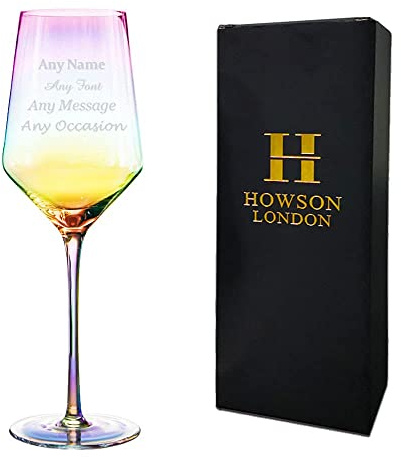 EDSG Personalised Engraved Wine Glass for Women | Custom Gift for Birthday Engagement Wedding Christmas Mothers Day with Gift Box | 400ML Wine Glass (Any Text)