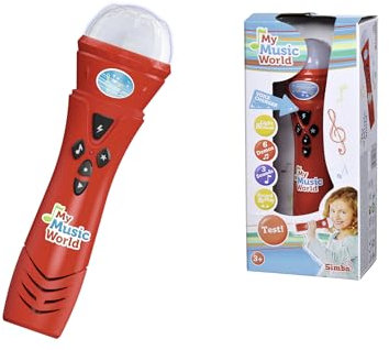 Simba 106832489 My Music World Microfono divertente Karaoke con effetti di distorsione della voce 6 brani dimostrativi 3 luci e suoni 22 cm Adatto a bambini dai 4 anni in su (giocattolo)