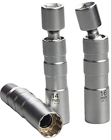 ANCLLO 14mm und 16mm 2pcs Universal Zündkerzenschlüssel-Ausbauwerkzeug Gelenkzündkerzenstecker Autozubehör