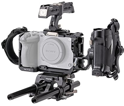 TILTA Full Camera Cage für Sony FX3 FX30 mit drehbarem oberen Griff, Advanced Power Handle auf der linken Seite und 15 mm LWS-Grundplatte, Camera Protect Rig Pro Kit Black TA-T13-C-B
