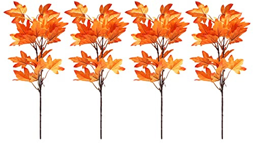 Herbstlaub Herbst Zweige Herbstdeko Herbstblätter: 4 Stücke Blumenstrauß Herbstzweige Künstliche Dekozweige für Vasen Gestecke Weihnachten Tischdeko Landhaus Erntedankfest Halloween Deko Girlande