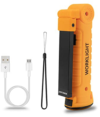 Vagocom LED USB Rechargeable Work Light Flashlight Torch, Portable COB Bright Inspection Lamp,Small Lantern with Magnetic Base and Hook for Mechanic Tools,Garage,Emergency,Workshop,Outdoor(1 Pack)